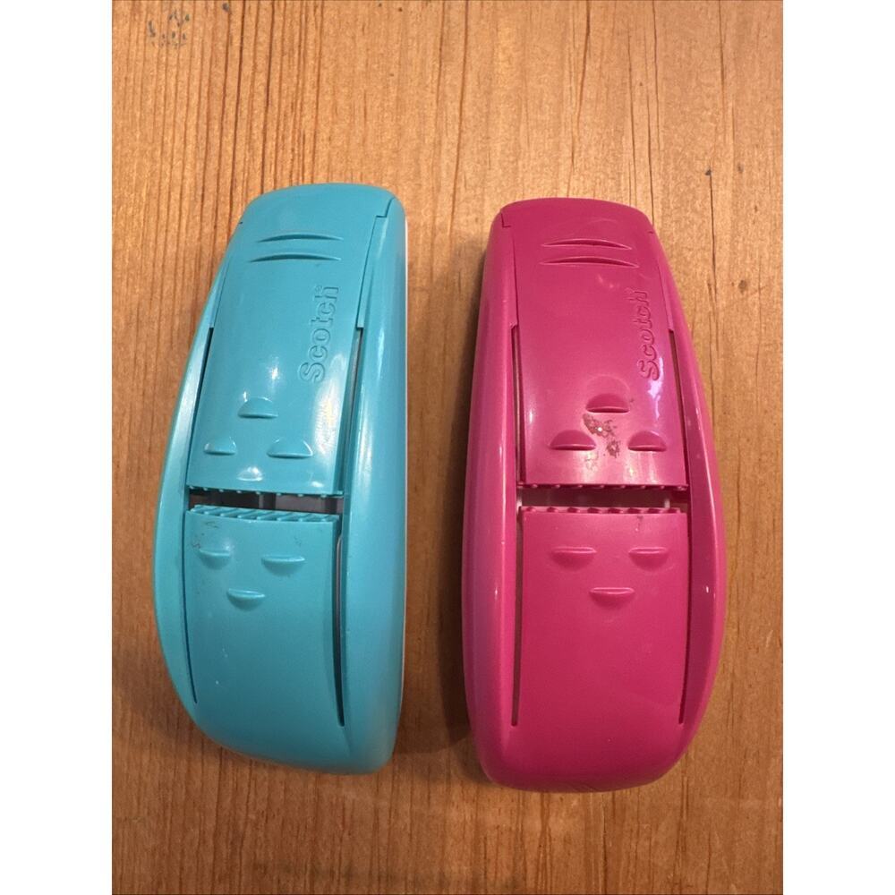 Scotch Pop Up Tape Dispenser Wrist Mount • Vintage‎ • Pink and turquoise ￼(k1)